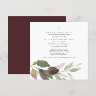 Invitation Aquarelle chute laisse Twins Baptême