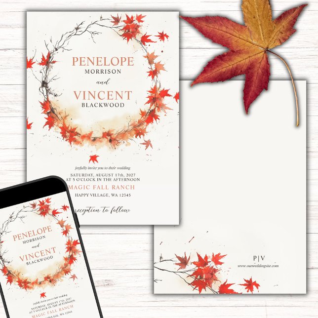 Invitation Aquarelle Chute Wreath (Créateur téléchargé)