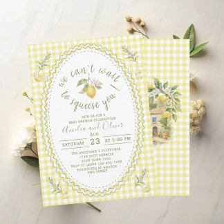 Invitation Aquarelle ciao bambino citrons baby shower