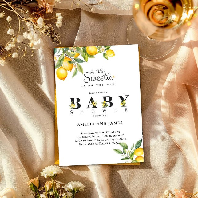 Invitation Aquarelle Citron Baby shower méditerranéen (Créateur téléchargé)