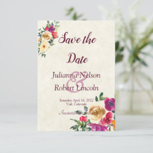 Invitation Aquarelle citron et floral magenta pour annoncer v