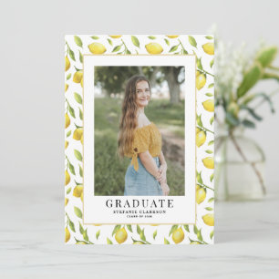 Invitation Aquarelle Citron vert Motif Photo Graduation