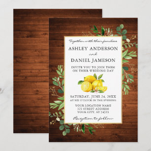 Invitation Aquarelle Citrons Bois Mariage