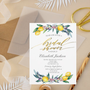 Invitation Aquarelle Citrons Olives Fête des mariées