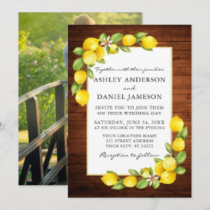 Invitation Aquarelle Citrons Vert Bois Mariage photo