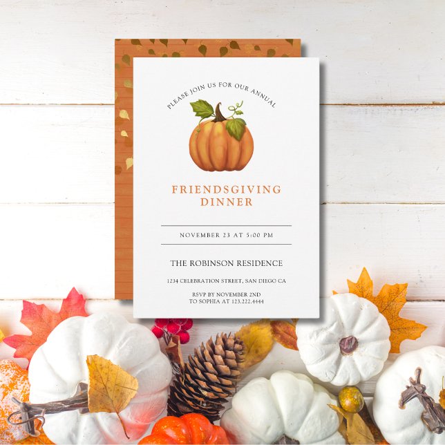Invitation Aquarelle Citrouille Dîner Friendsgiving (Créateur téléchargé)