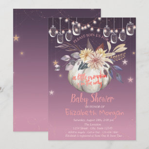Invitation Aquarelle Citrouille, Fleurs, Lumières Baby Shower