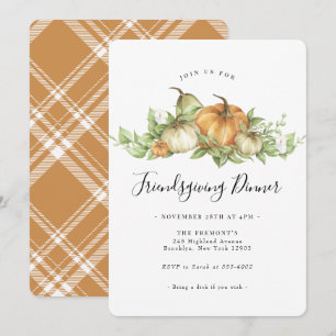 Invitation Aquarelle Citrouille Gourd Green Friendsgiving