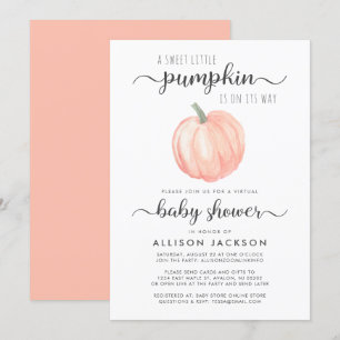 Invitation Aquarelle Citrouille orange Baby shower virtuel
