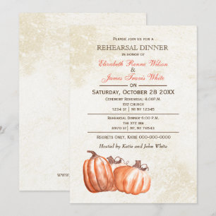Invitation Aquarelle citrouilles Dîner de répétition d'automn