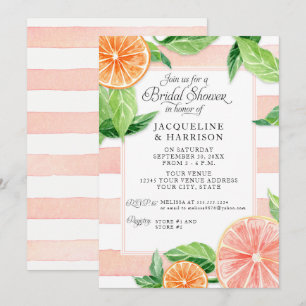 Invitation Aquarelle Citrus Fête des mariées de pamplemousse 