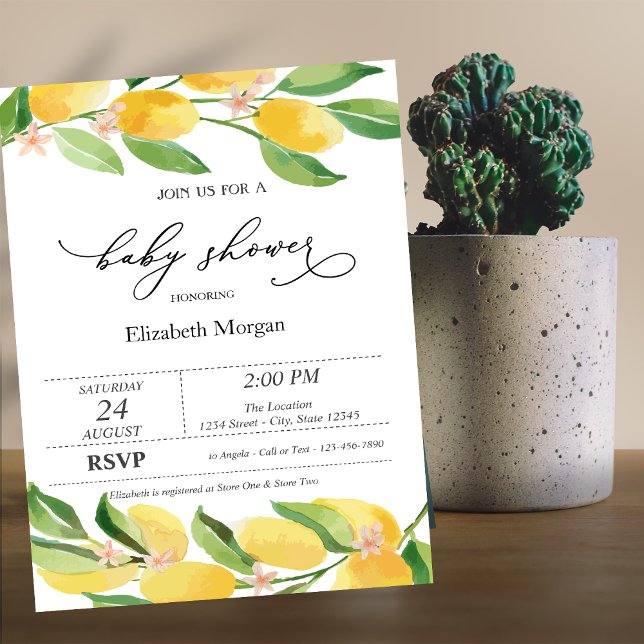 Invitation Aquarelle Citrus Lemons Baby shower (Créateur téléchargé)
