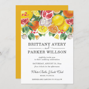 Invitation Aquarelle Citrus Mariage botanique