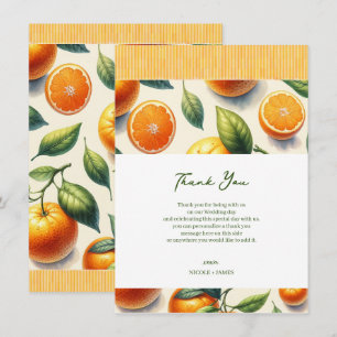 Invitation Aquarelle Citrus Orange Feuille Merci Mariage