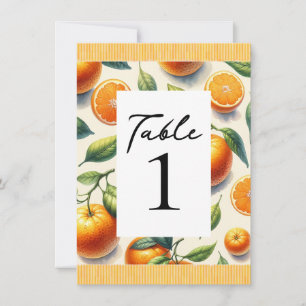 Invitation Aquarelle Citrus Orange Feuille Numéro de tableau