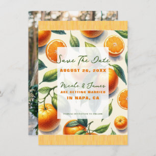 Invitation Aquarelle Citrus Orange Feuilles Enregistrer la da