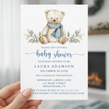 Aquarelle classique Baby shower d'hiver de l'ours
