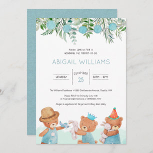 Invitation Aquarelle classique Baby shower Ours en Teddy