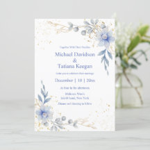 aquarelle classique bleu poussiéreux fleurs mariag