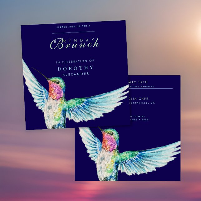 Invitation Aquarelle Colibri N'IMPORTE QUEL Brunch d'annivers (Créateur téléchargé)