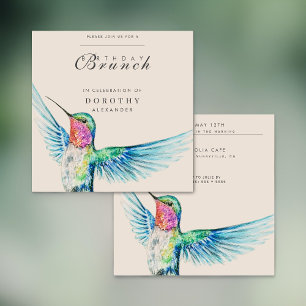 Invitation Aquarelle Colibri N'IMPORTE QUEL Brunch d'annivers