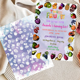 Invitation Aquarelle colorée aux fruits Twotti Frutti Anniver
