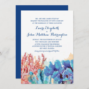 Invitation Aquarelle colorée de Coral Reef  Mariage
