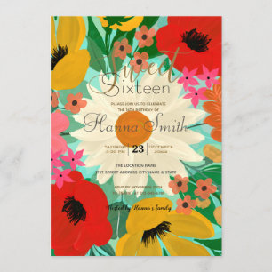 Invitation Aquarelle colorée design florale