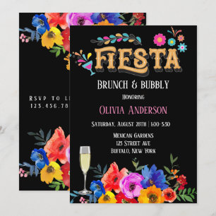 Invitation Aquarelle colorée Fiesta Florale Brunch & Bubbly