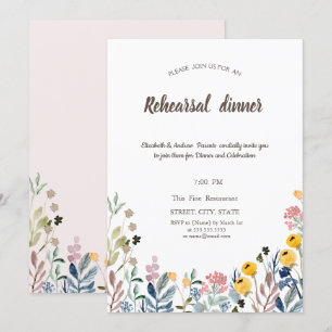 Invitation Aquarelle colorée Fleur sauvage Meadow