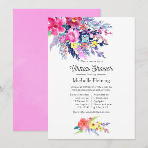 Invitation Aquarelle colorée Floral Baby shower virtuel