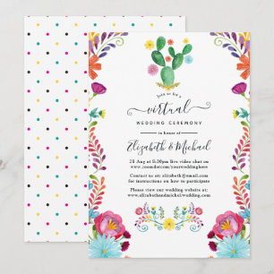 Invitation Aquarelle colorée Floral Fiesta Mariage virtuel