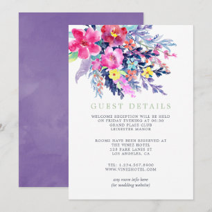 Invitation Aquarelle colorée Floral Mariage Détails de l'invi