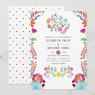 Invitation Aquarelle colorée Floral mexicain Fiesta Mariage