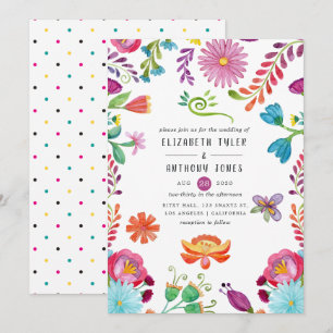 Invitation Aquarelle colorée Floral mexicain Fiesta Mariage