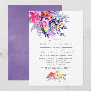 Invitation Aquarelle colorée Floral Rehearsal Dîner invitatio