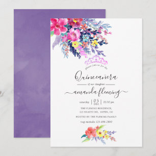 Invitation Aquarelle colorée Floral Spring Quinceañera