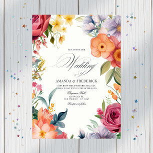 Invitation Aquarelle colorée Mariage Fiesta avec code QR