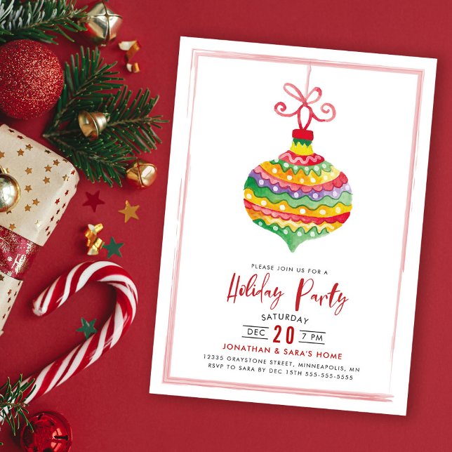 Invitation Aquarelle colorée Ornement Fête Fête (Créateur téléchargé)