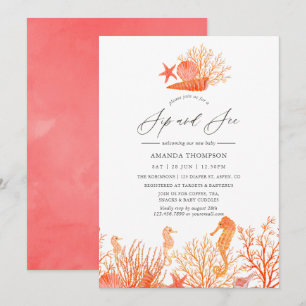 Invitation Aquarelle Corail Vivant Sous La Mer Boire et Voir
