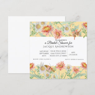 Invitation Aquarelle Coral Mint Jaune Floral Fête des mariées