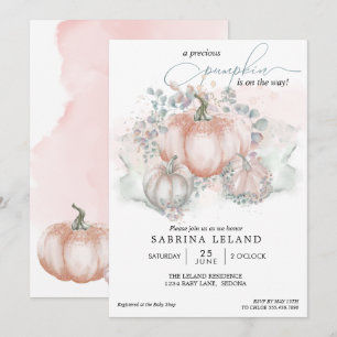 Invitation Aquarelle Coral Petit Baby shower Citrouille