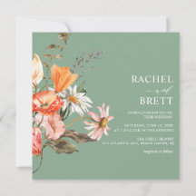 Aquarelle Coral vert rose Mariage floral