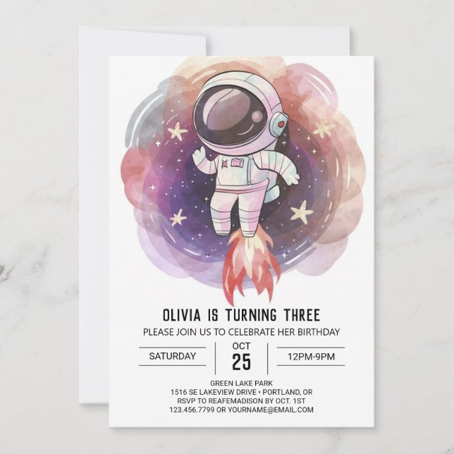 Invitation Aquarelle cosmique Ascension magique Anniversaire (Devant)