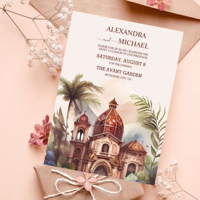 Invitation Aquarelle Costa Rica Destination Mariage Invitati (Créateur téléchargé)