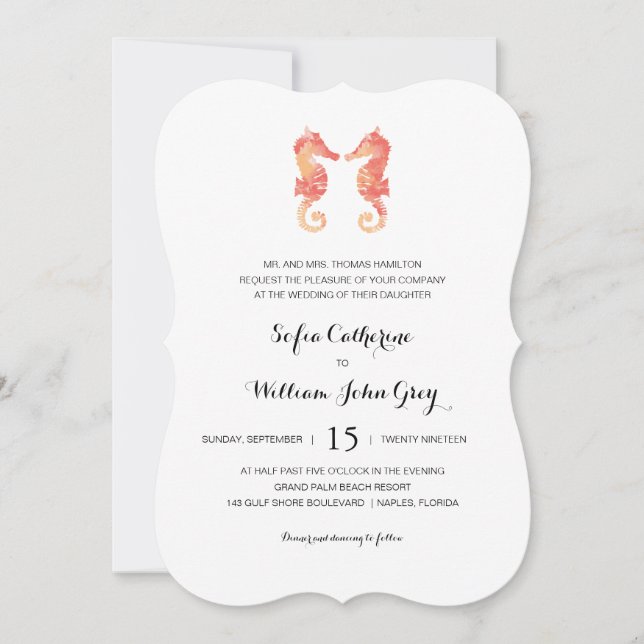 Invitation Aquarelle côtière | Mariage (Devant)