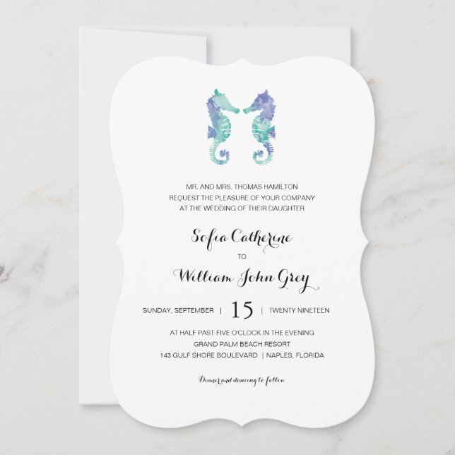 Invitation Aquarelle côtière | Mariage (Devant)
