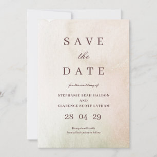 Invitation Aquarelle côtière Sepia élégant Enregistrer la dat
