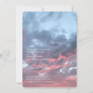 Invitation Aquarelle Coton Bonbon Sky Peint Mariage