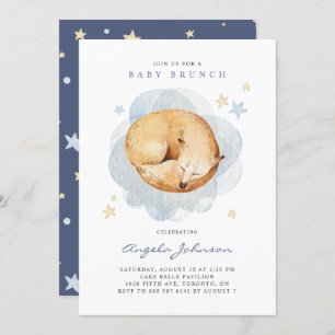 Invitation Aquarelle couchage bébé Fox Baby Brunch